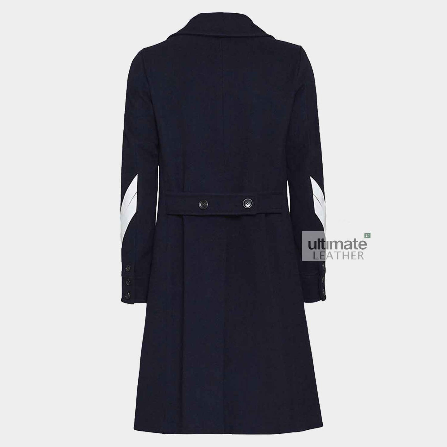Mens Dark Blue Wool Trench Coat