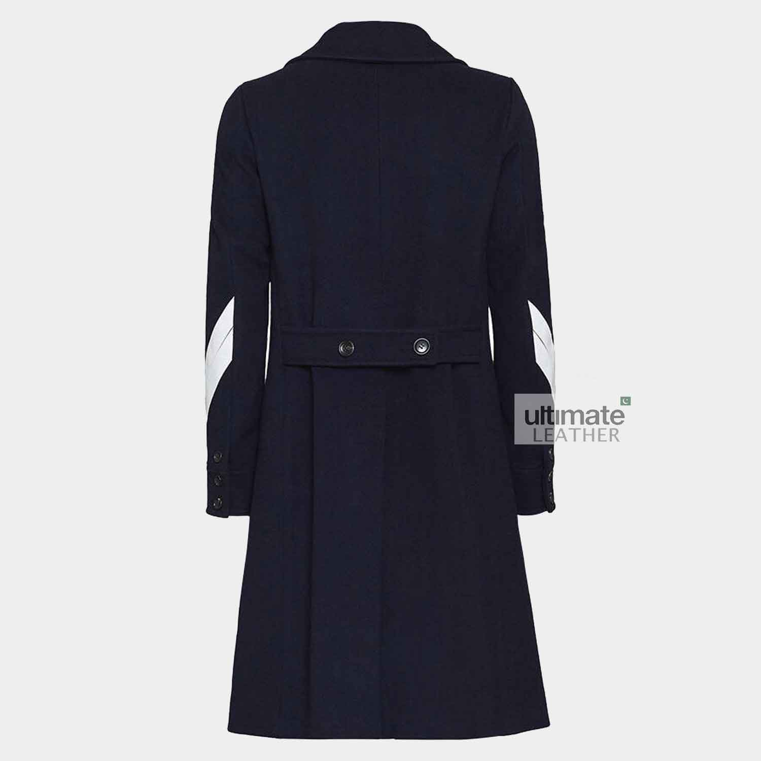 Mens Dark Blue Wool Trench Coat