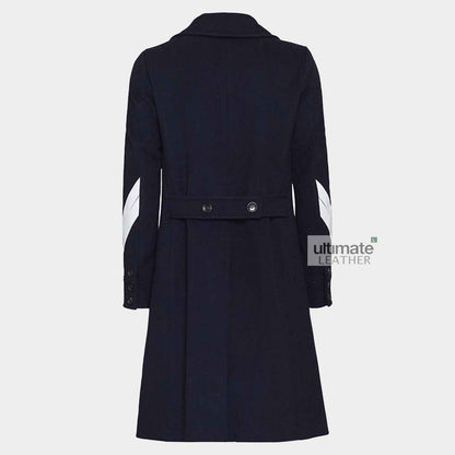 Mens Dark Blue Wool Trench Coat