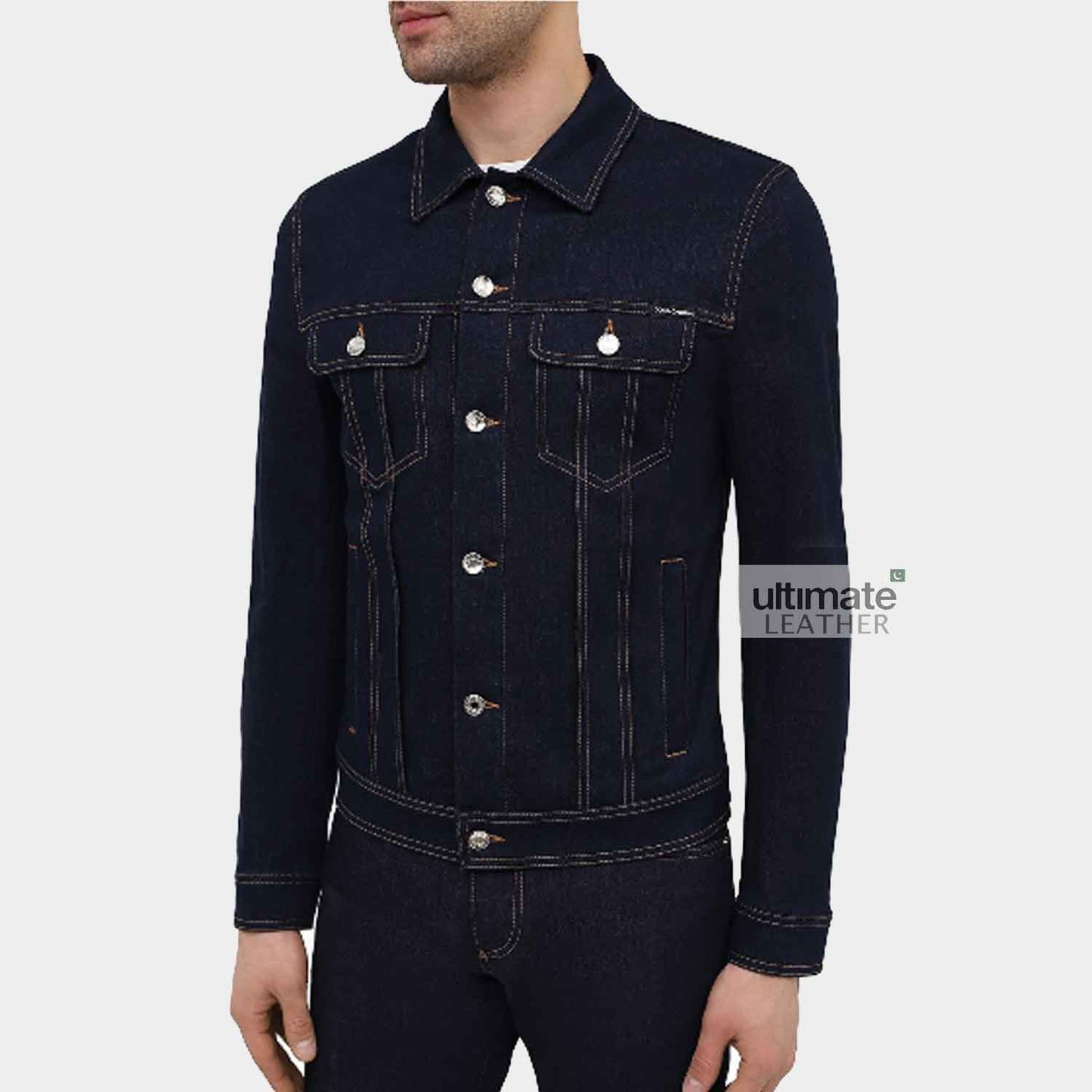 Mens Dark Blue Denim Jacket