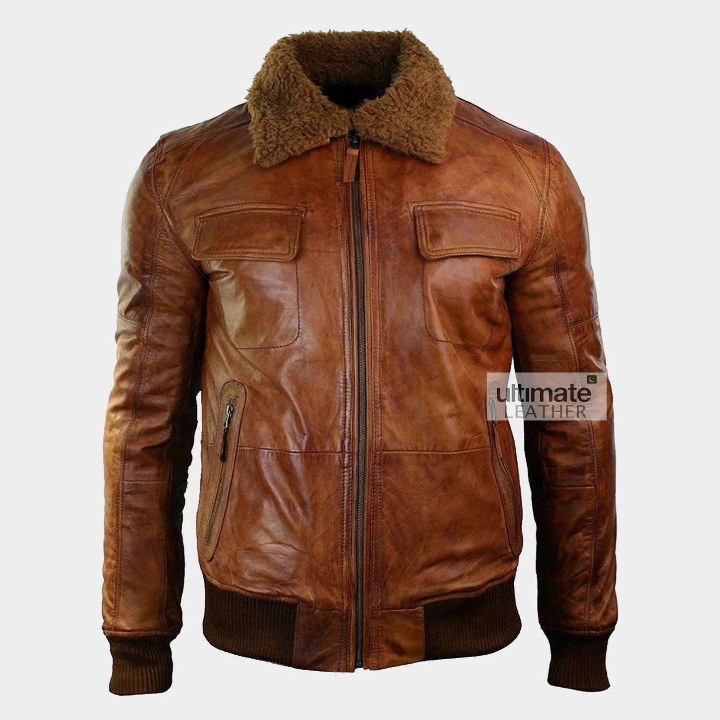 Mens Distressed Brown Leather Jacket