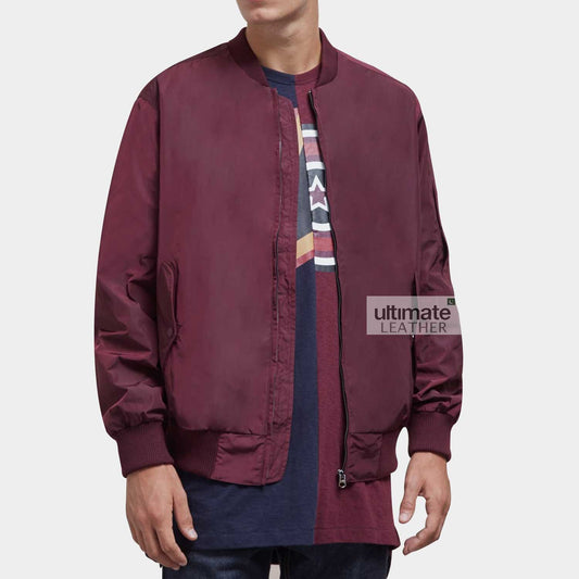 Men's Maroon Casual Cotton Jacket