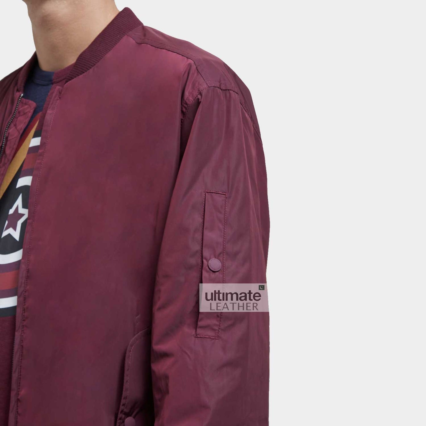 Men's Maroon Casual Cotton Jacket
