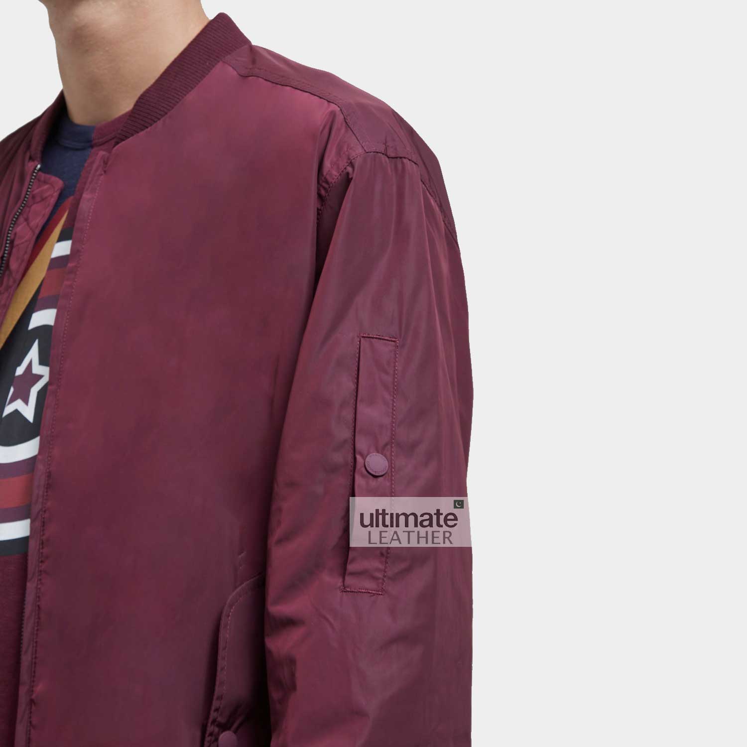 Men's Maroon Casual Cotton Jacket