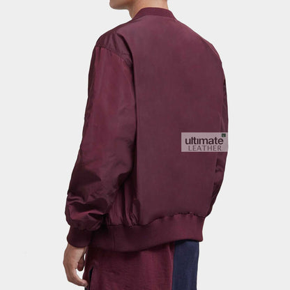 Men's Maroon Casual Cotton Jacket