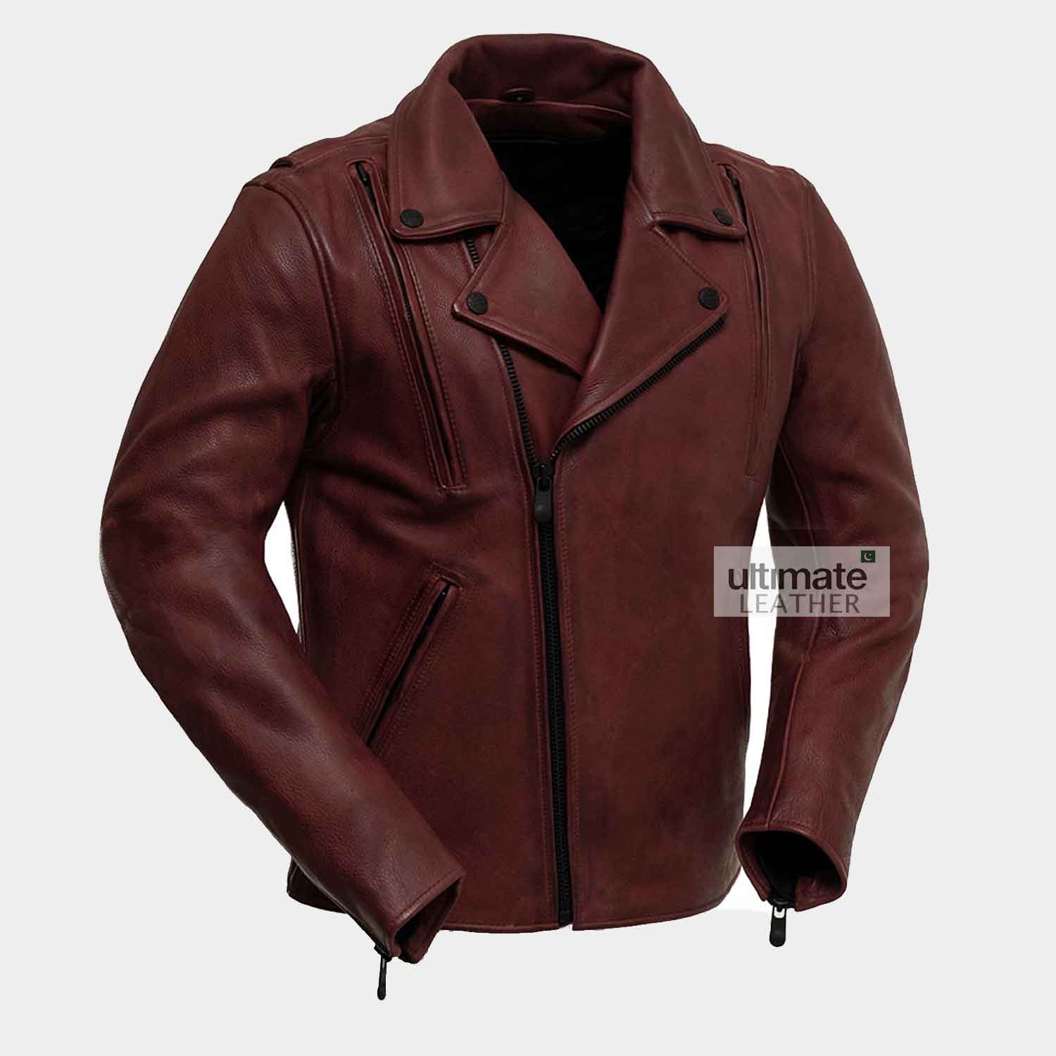 Mens Motorcycle Tan Brown Leather Jacket