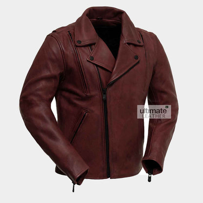 Mens Motorcycle Tan Brown Leather Jacket
