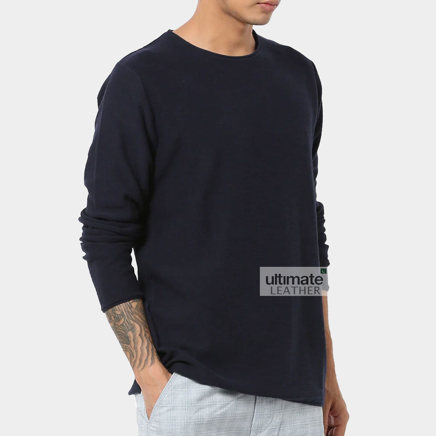 Men's Navy Blue Fleece T-Shirt