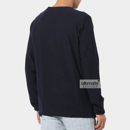 Men's Navy Blue Fleece T-Shirt