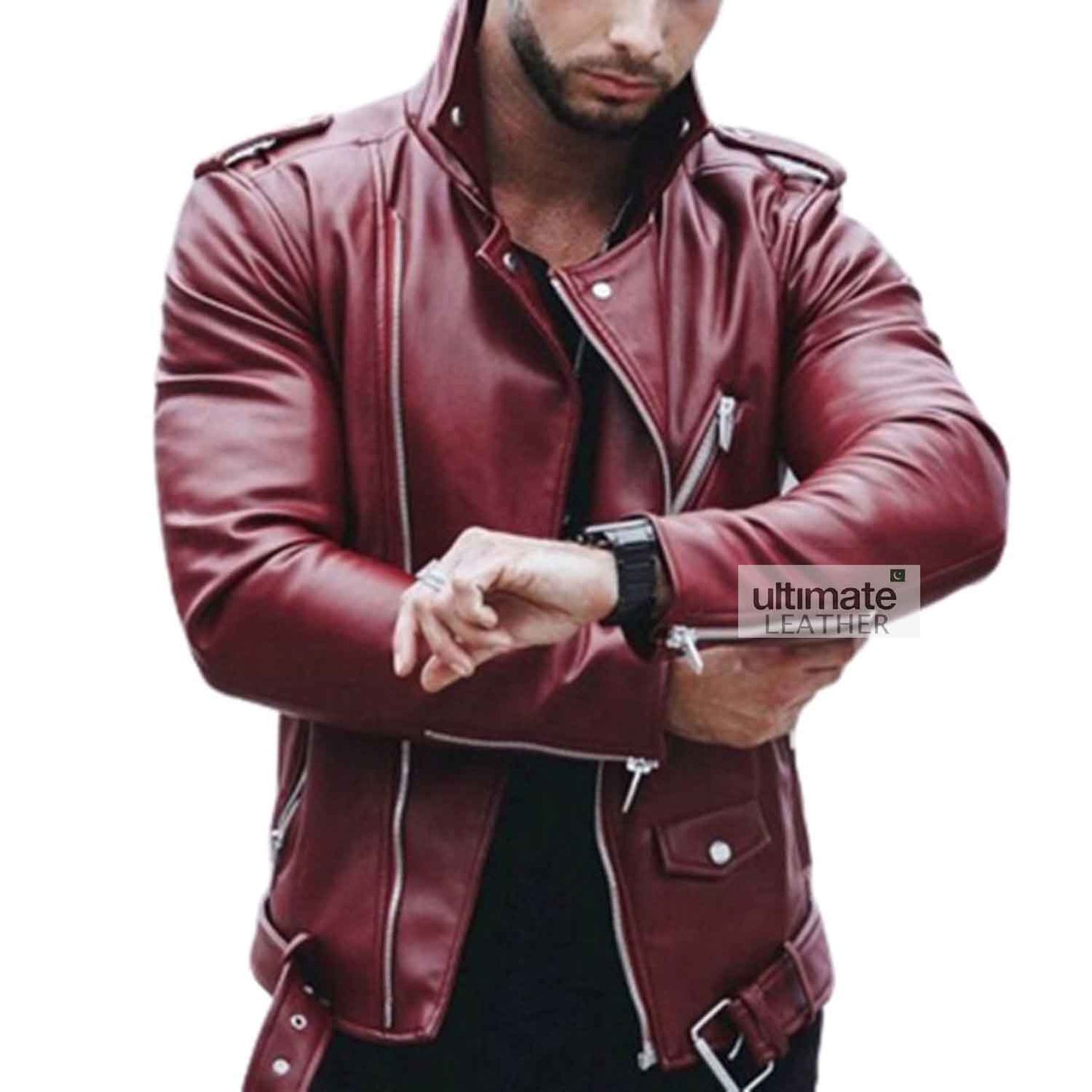 Mens Motorcycle Faux Leather Jacket