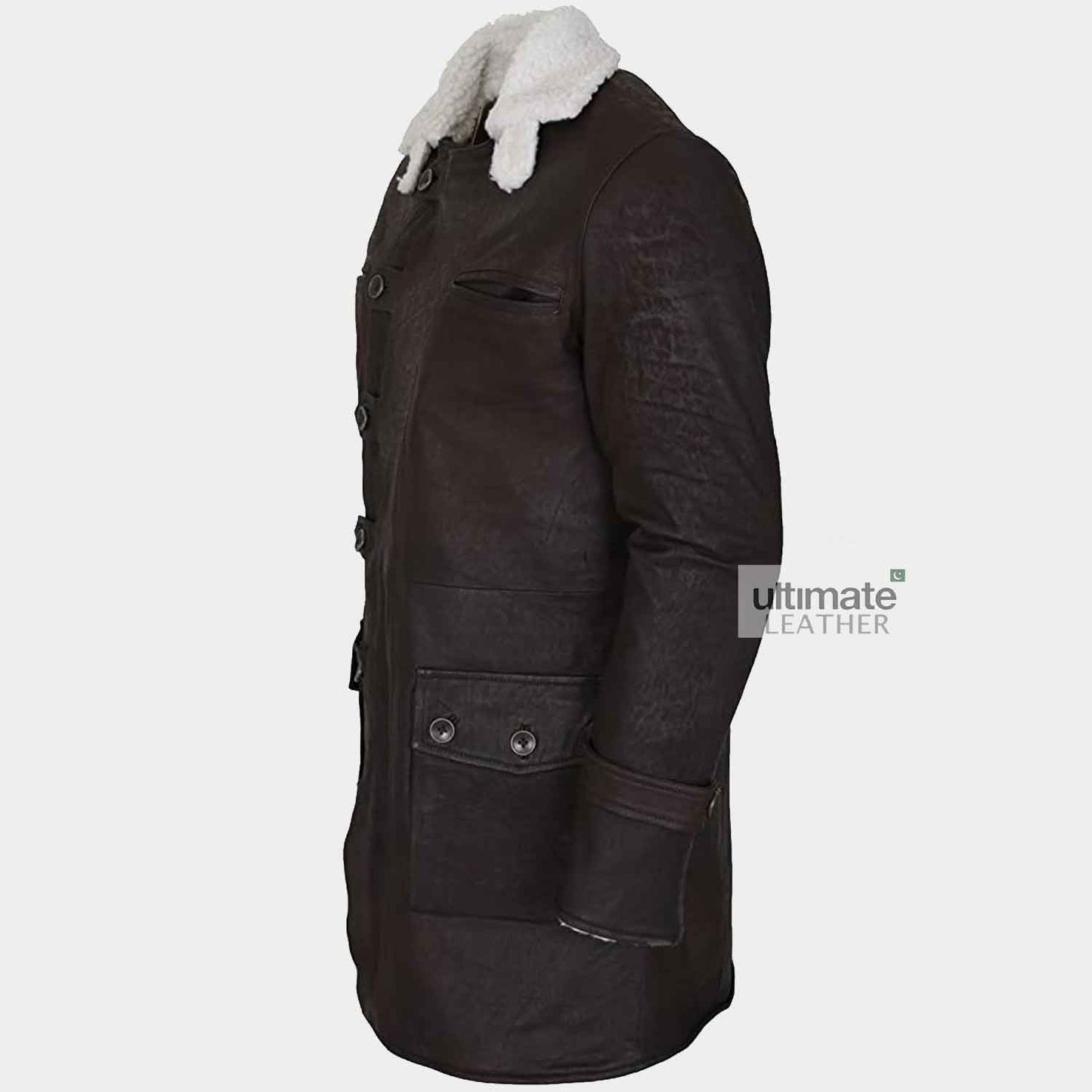 Mens B3 Choco Brown Trench Leather Coat