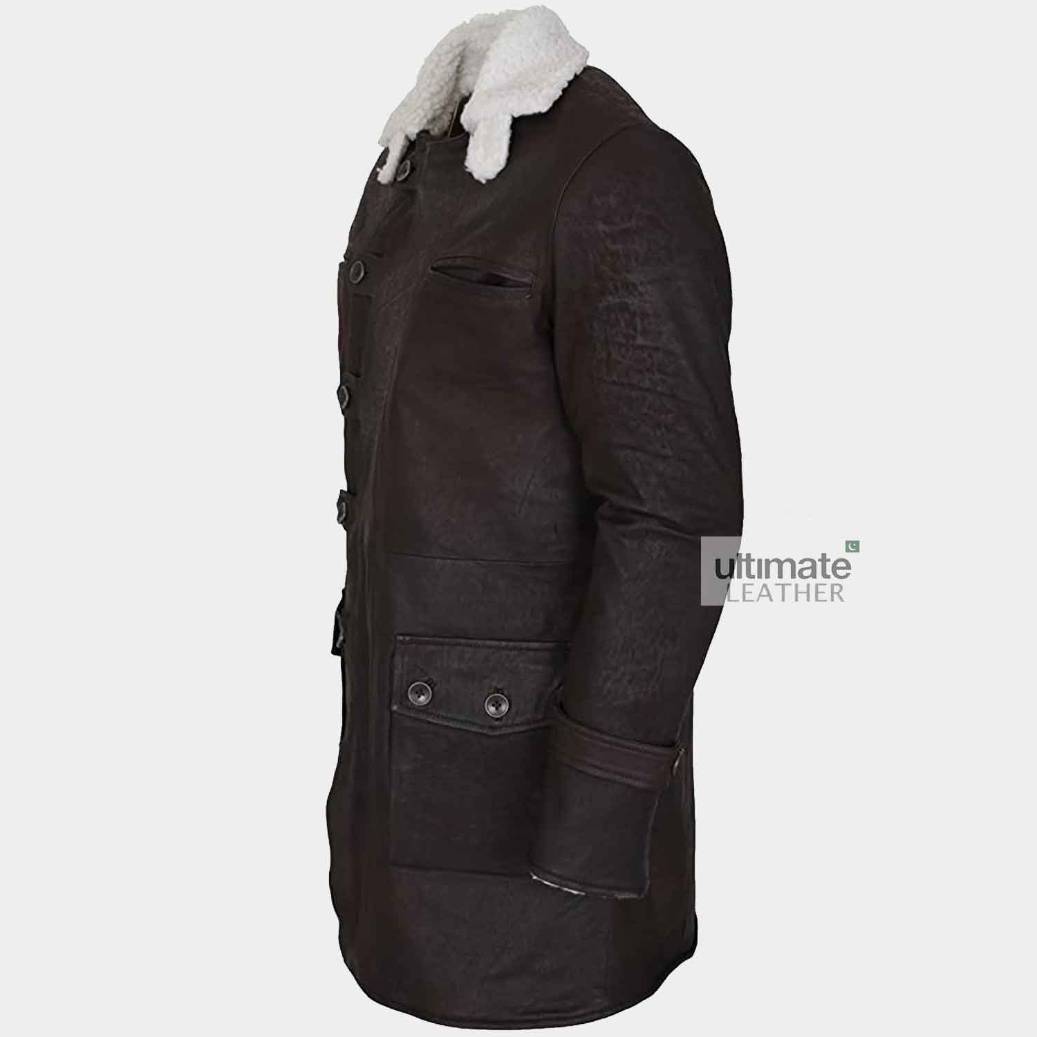 Mens B3 Choco Brown Trench Leather Coat