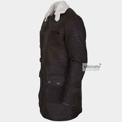 Mens B3 Choco Brown Trench Leather Coat