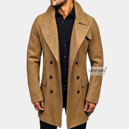 Mens Tan Brown Pea Coat