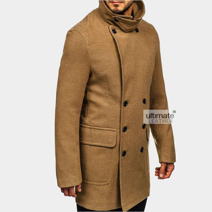 Mens Tan Brown Pea Coat