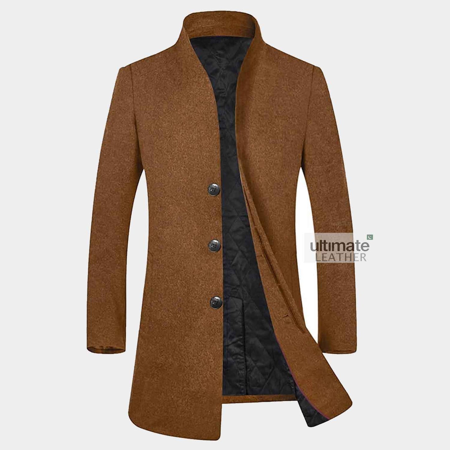 Mens Slim Fit Brown Pea Coat