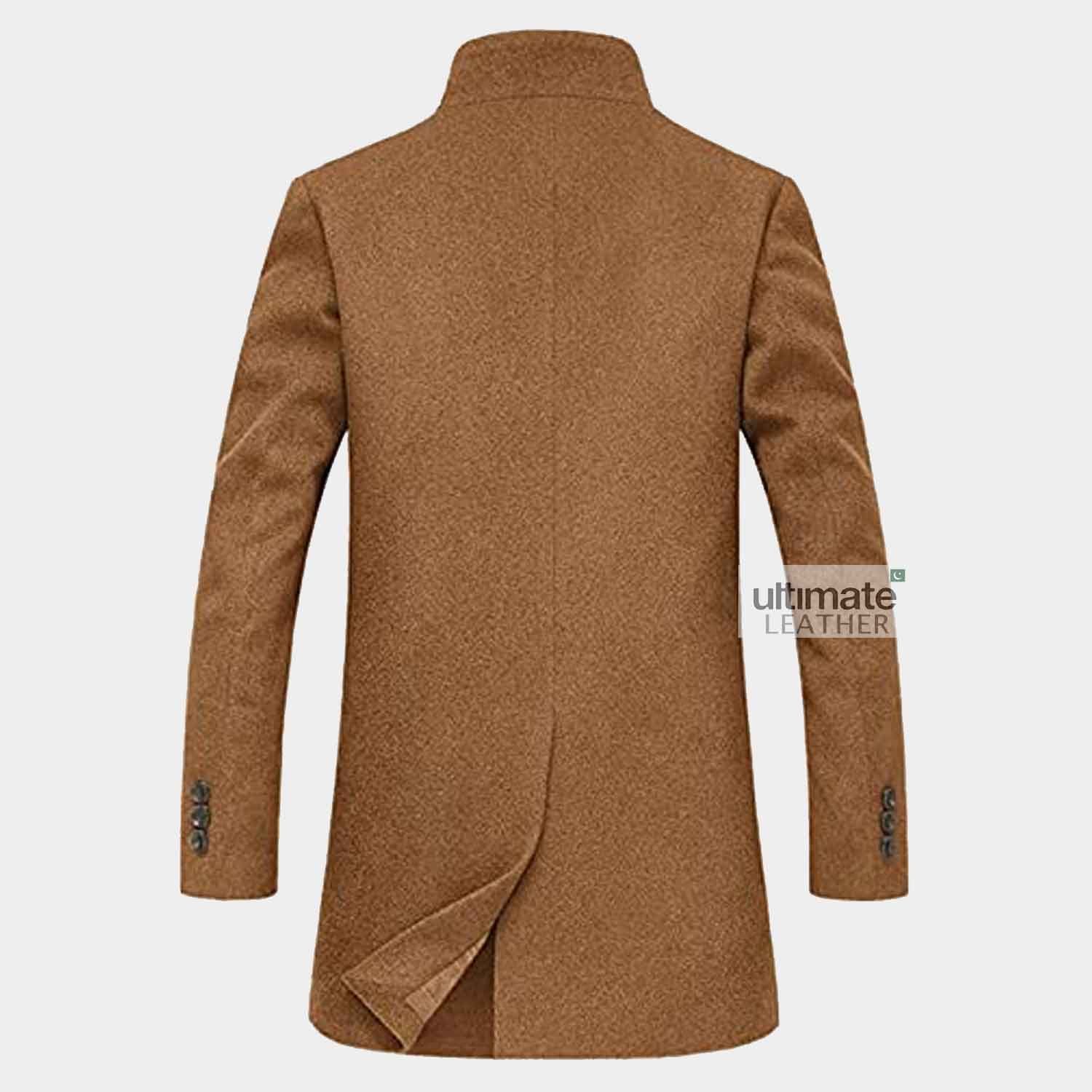 Mens Slim Fit Brown Pea Coat