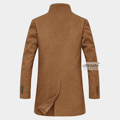 Mens Slim Fit Brown Pea Coat