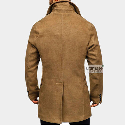 Mens Tan Brown Pea Coat