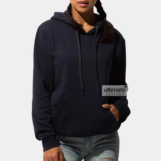 Women's Navy Blue Fleece Hoodie