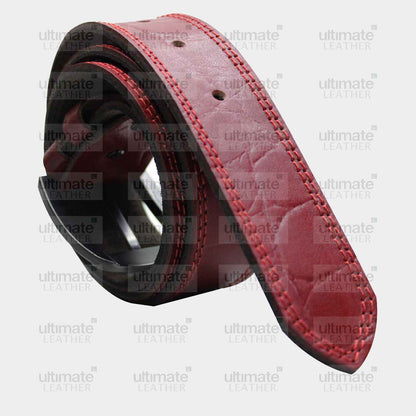 Men's Red Crocodile Belt