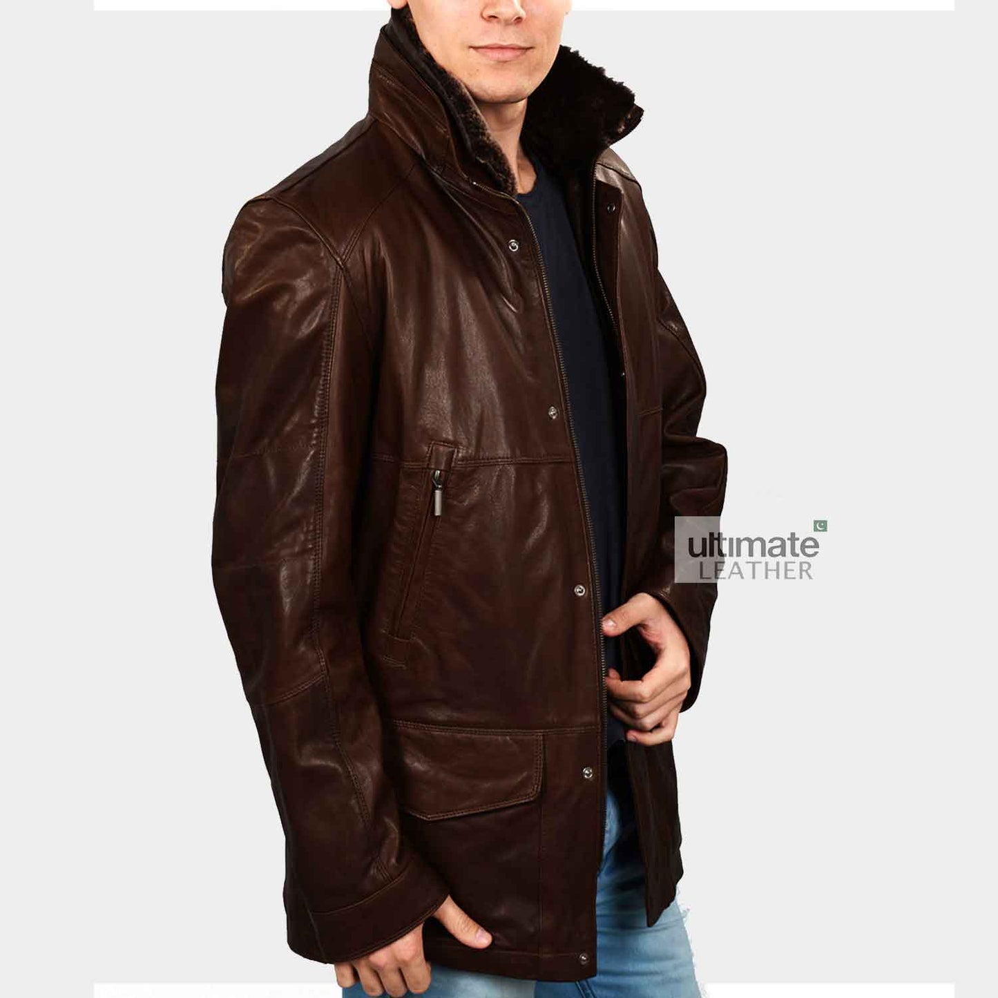 Mens Hunter Brown Leather Jacket
