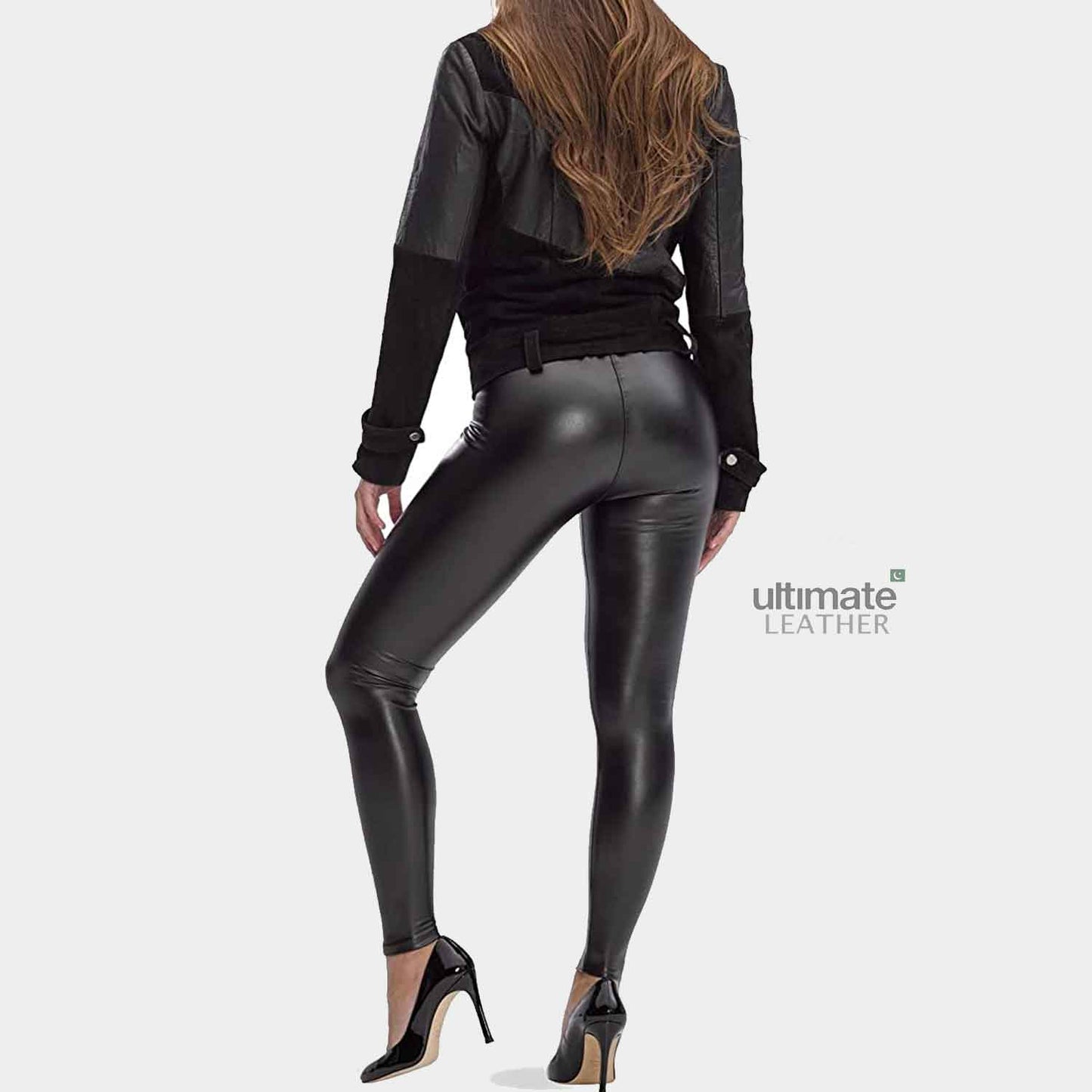Womens Black Skinny Tight Legging Leather Pant