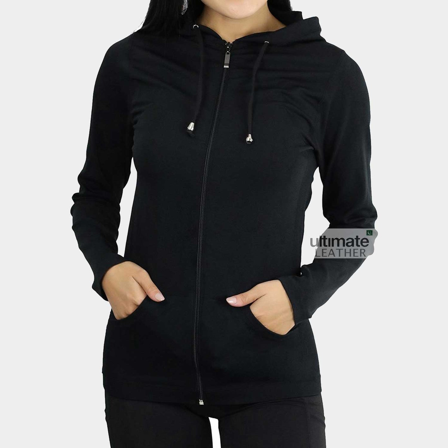 Women's Black Fleece Pocket Hoodie