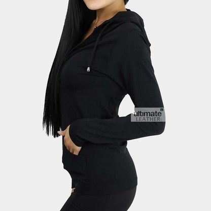 Women's Black Fleece Pocket Hoodie
