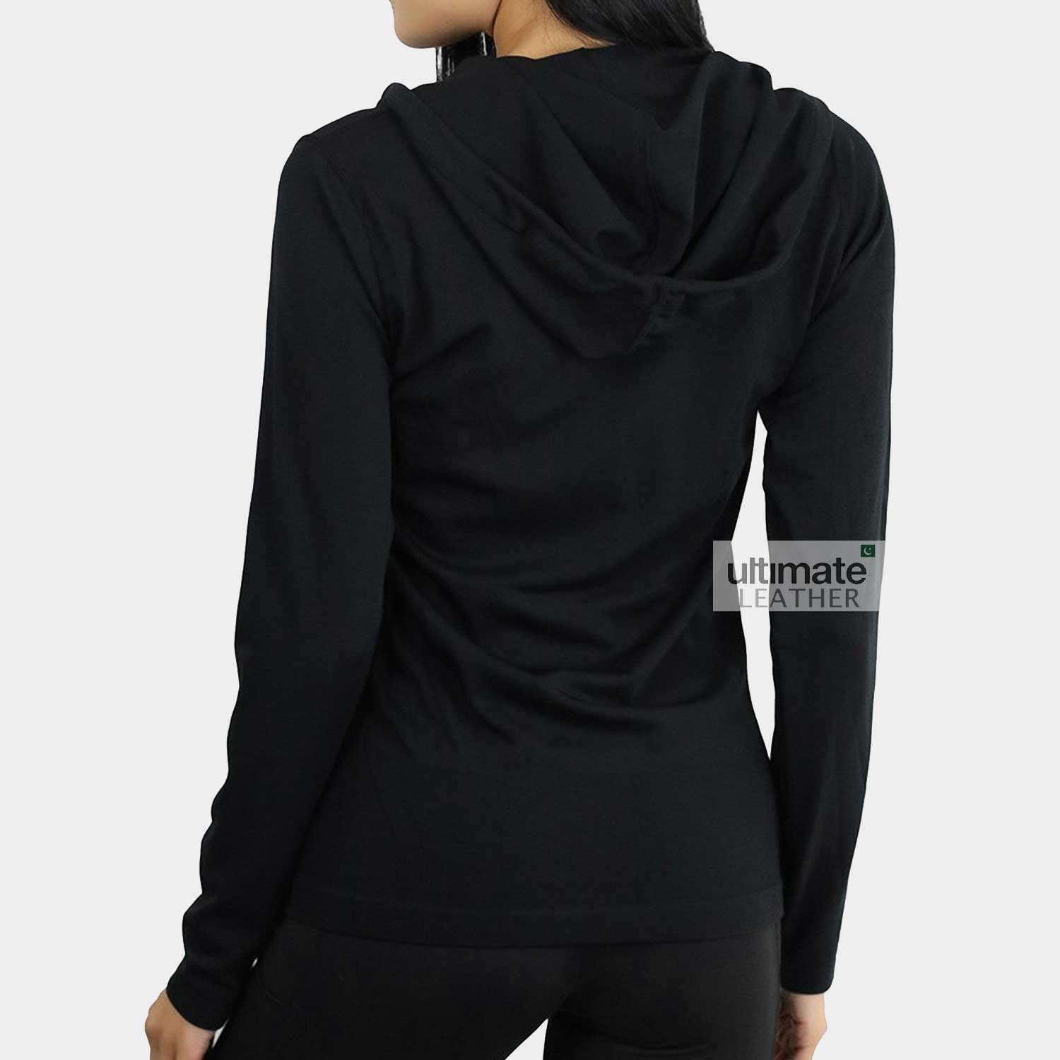 Women's Black Fleece Pocket Hoodie