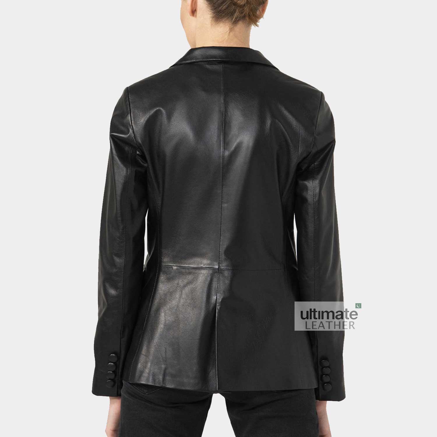 Women's Black Leather Blazer