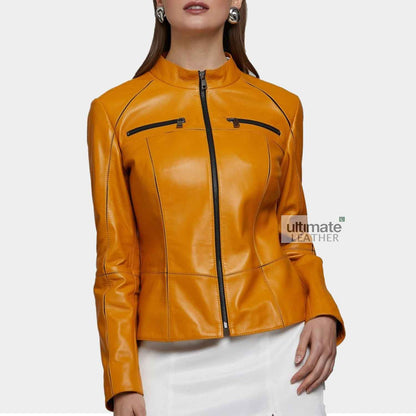 Womens Mustard Yellow Leather Jacket