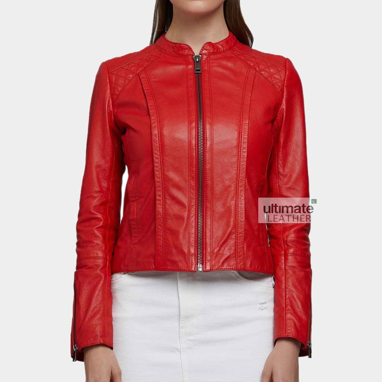Women's Blood Red Leather Jacket