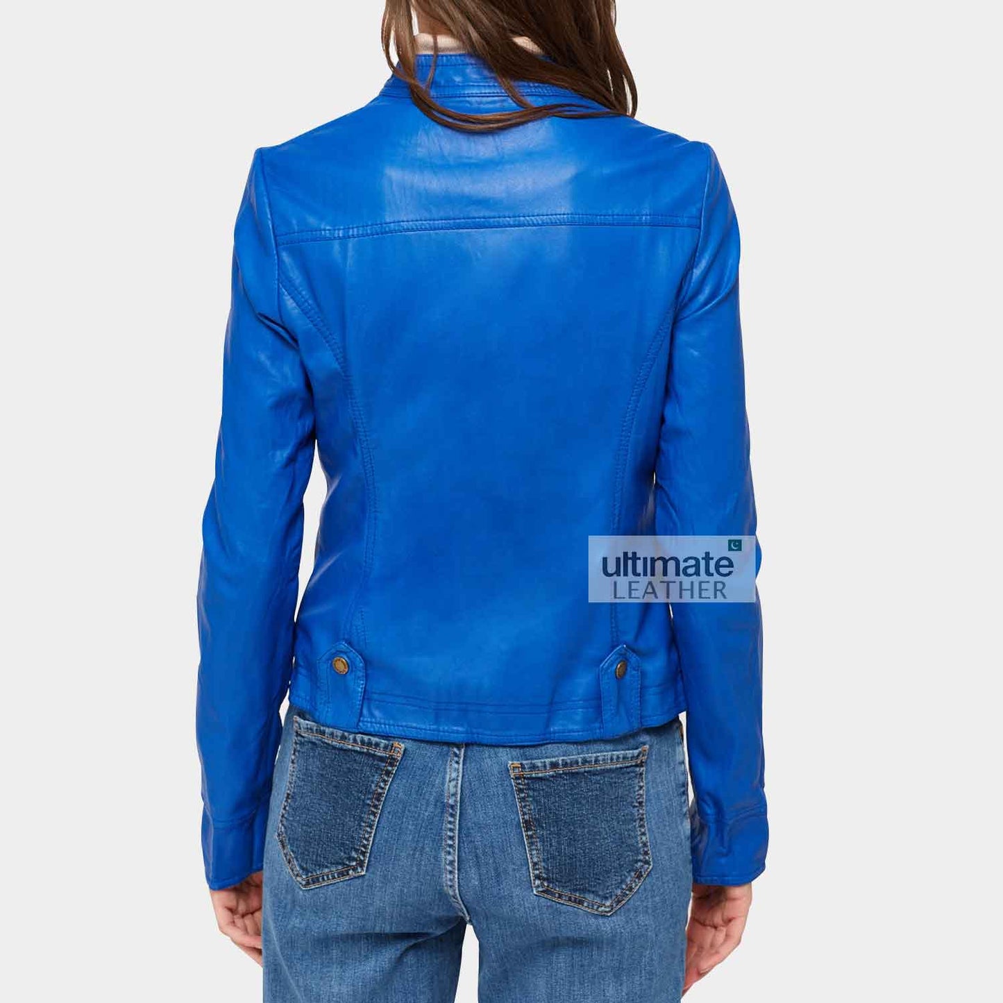 Women's Royal Blue Leather Jacket