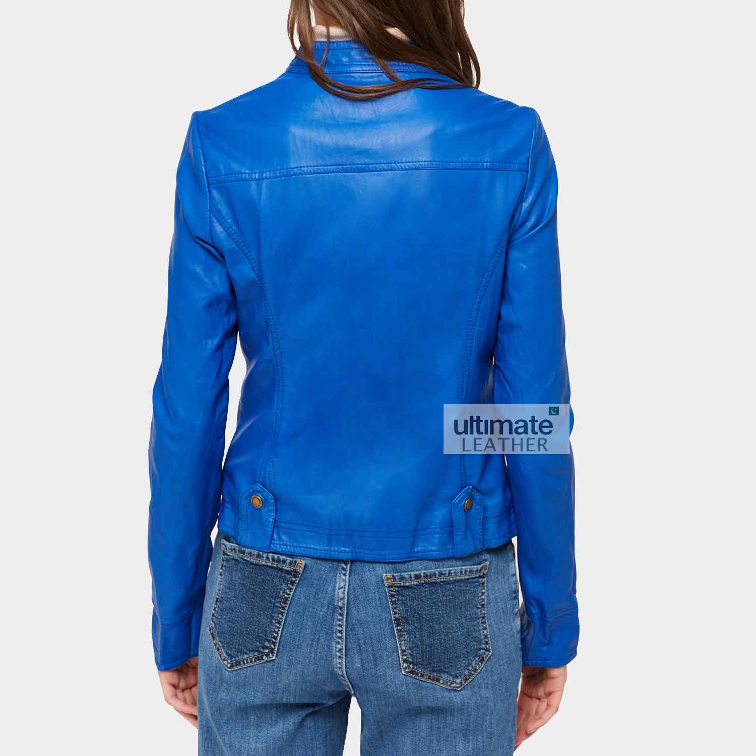 Women's Royal Blue Leather Jacket