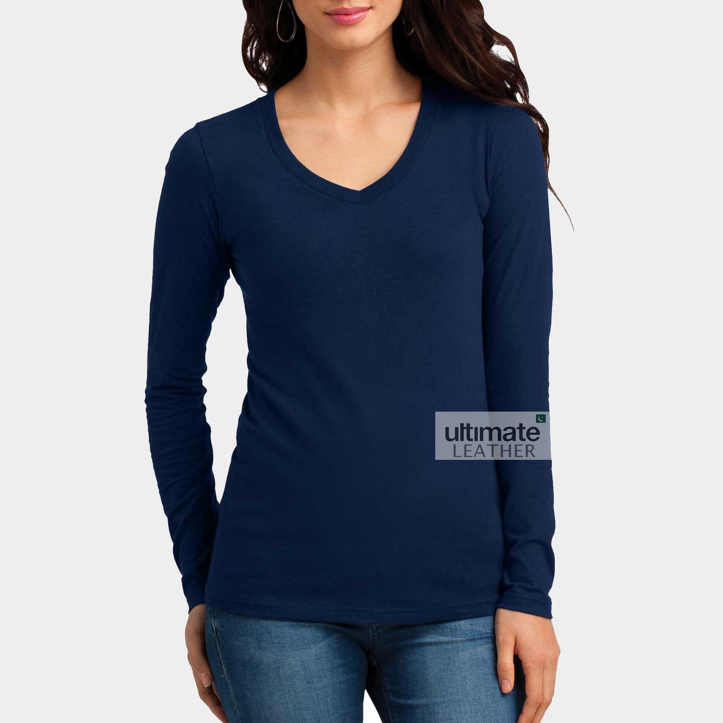 Women's V Neck Navy Blue T-Shirt