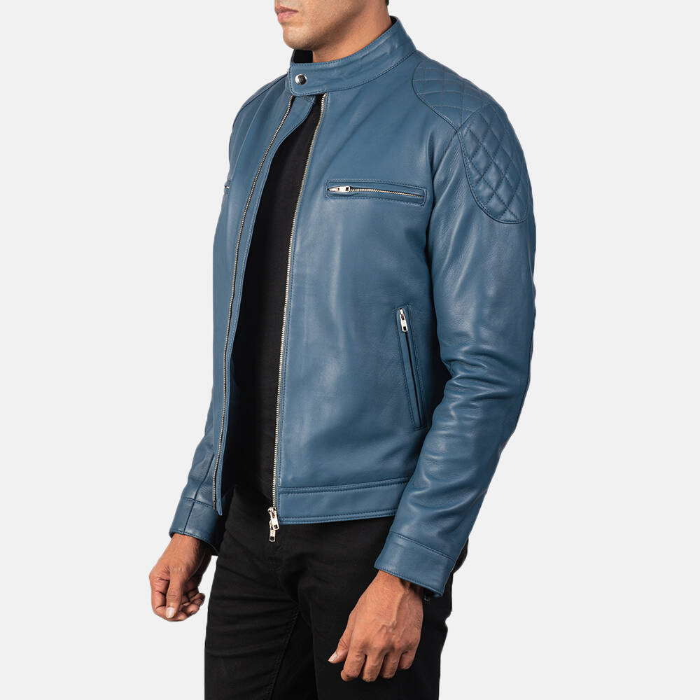 Classic Blue Men's Leather Jacket