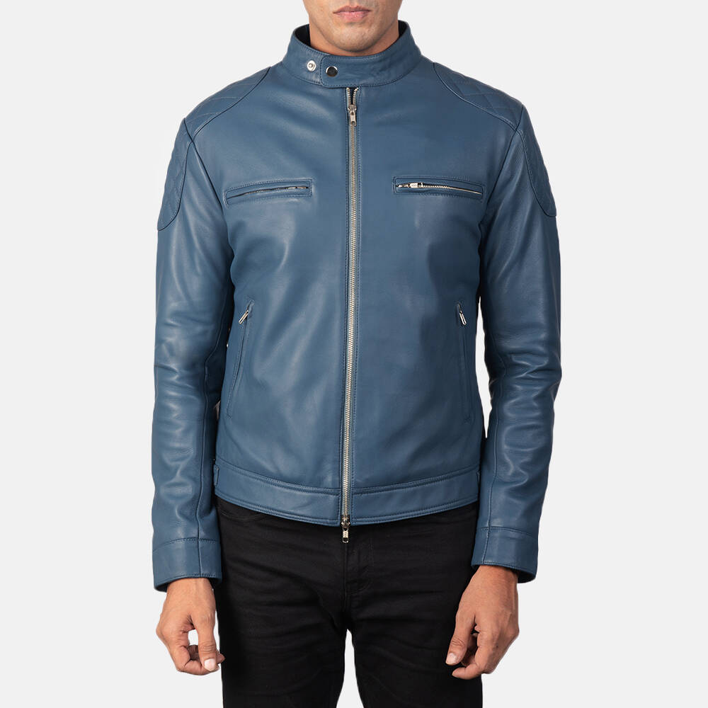 Classic Blue Men's Leather Jacket