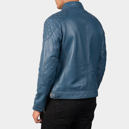 Classic Blue Men's Leather Jacket