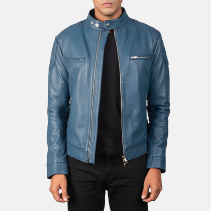 Classic Blue Men's Leather Jacket