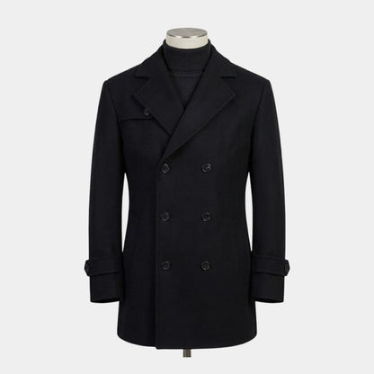 Mens Black Wool Pea Coat