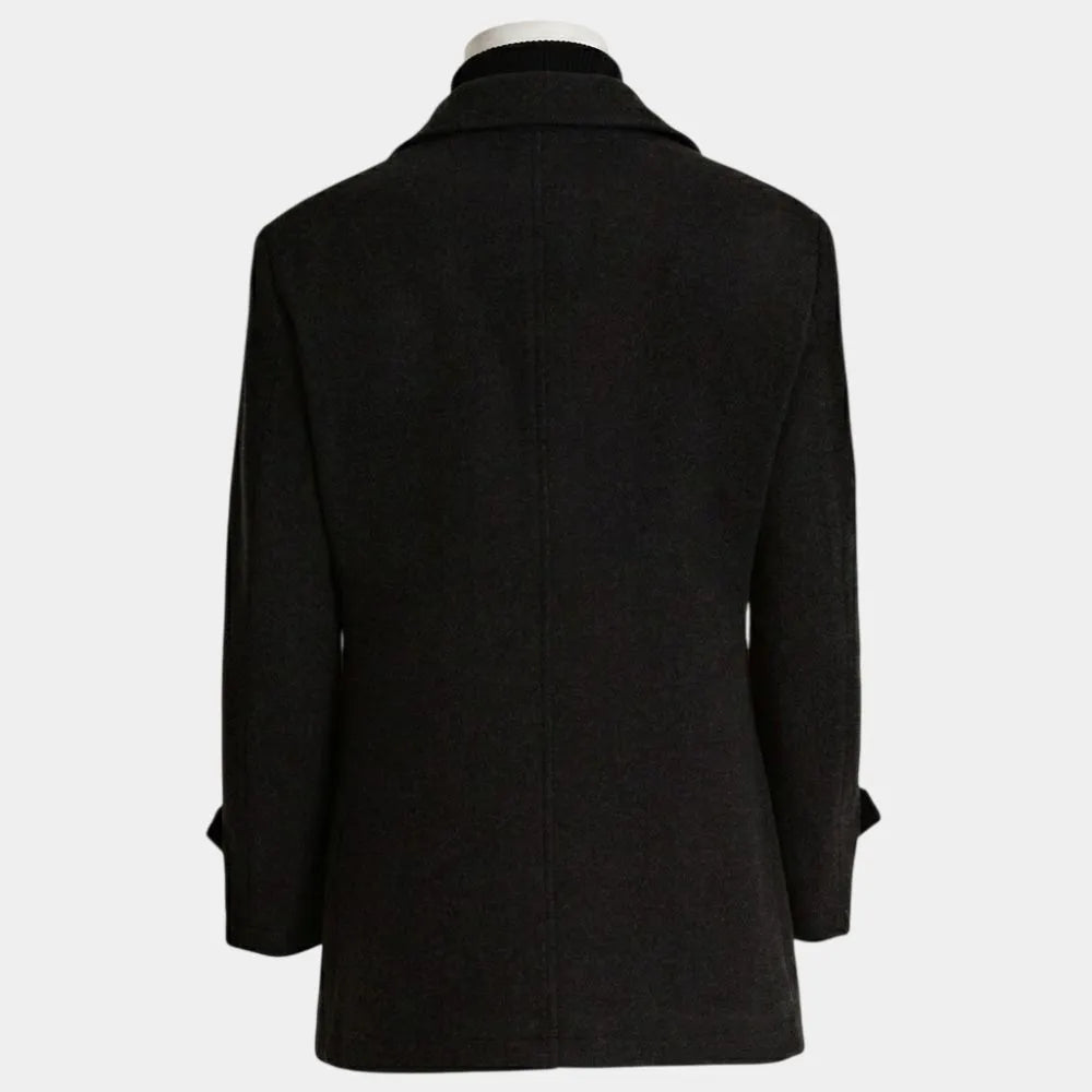 Mens Black Wool Pea Coat