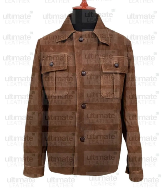 Vintage Mens Brown Shirt Suede Leather Jacket
