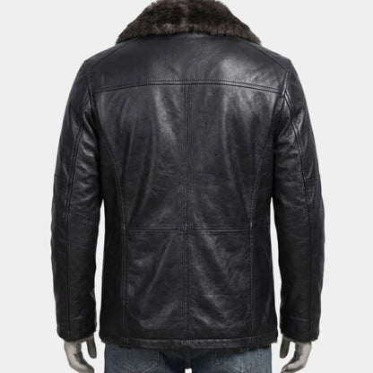 Mens Shearling Black Sheepskin Leather Jacket