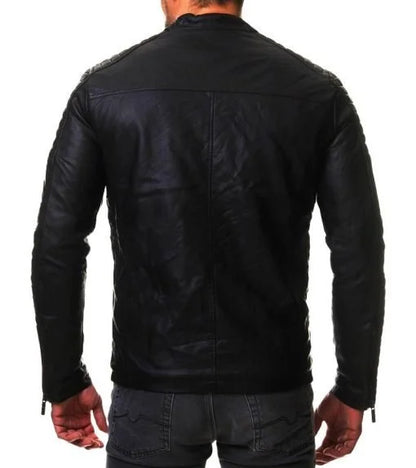 Men's Casual Black Leather Jacket