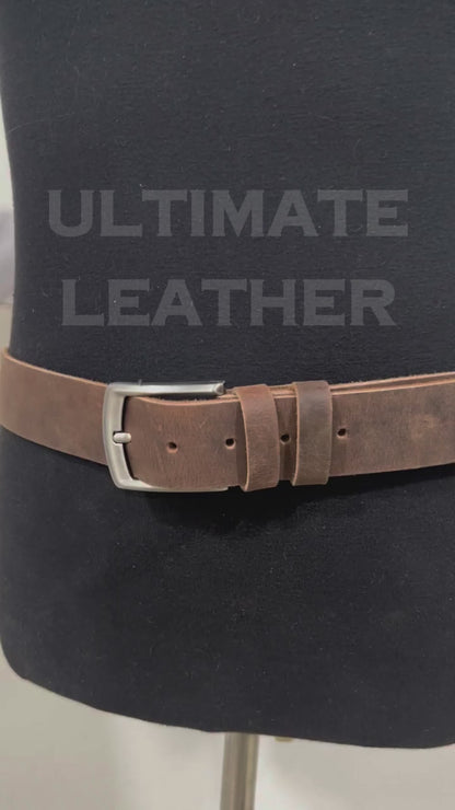 Vintage Brown Genuine Leather Belt for Men
