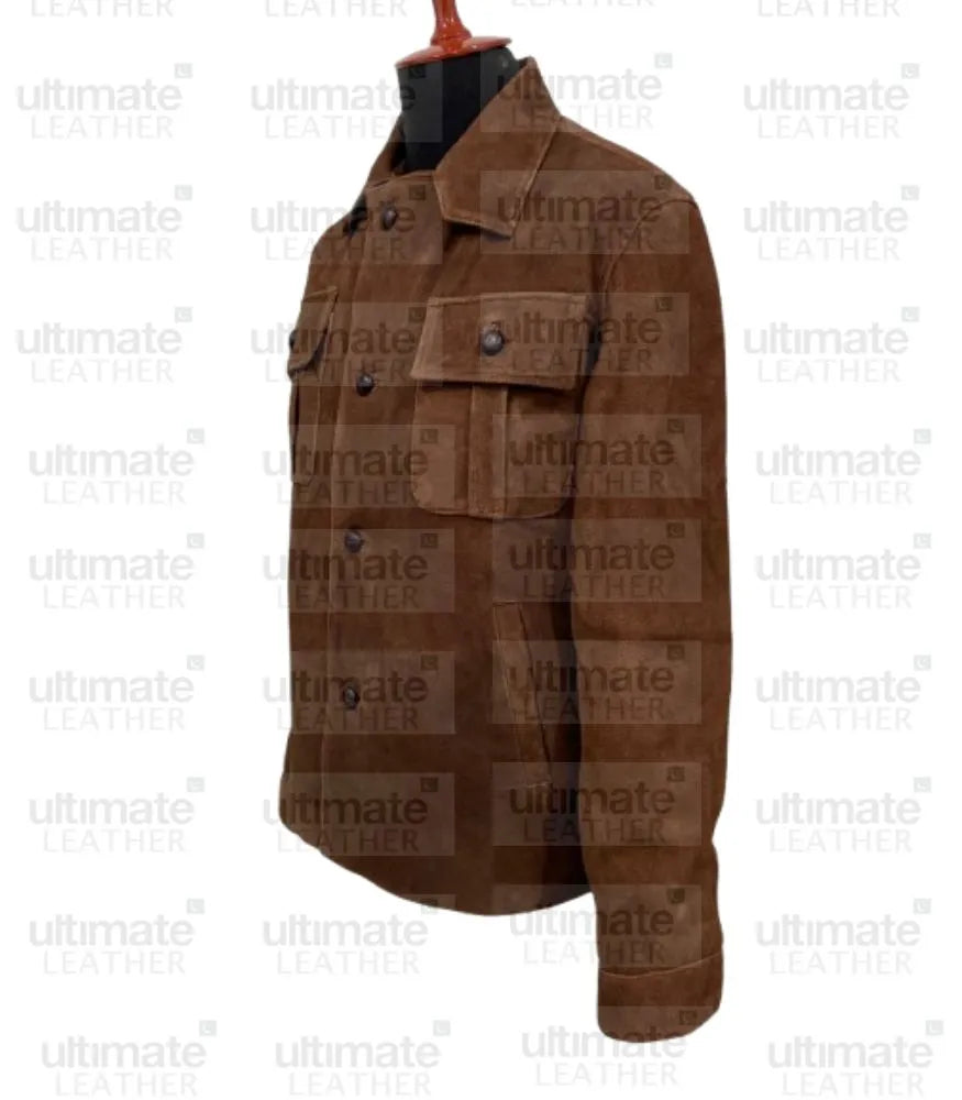 Vintage Mens Brown Shirt Suede Leather Jacket