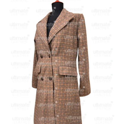 Women's Royal Plaid Double-Breasted Trench Coat