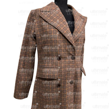 Women's Royal Plaid Double-Breasted Trench Coat