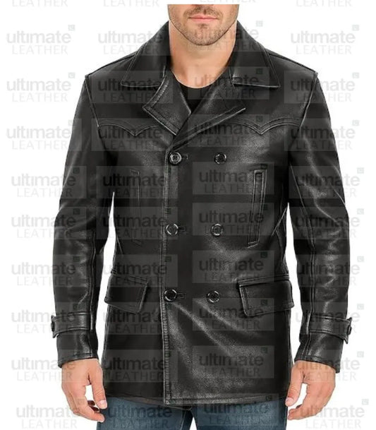 German Uniform U Boat Deck Leather Jacket
